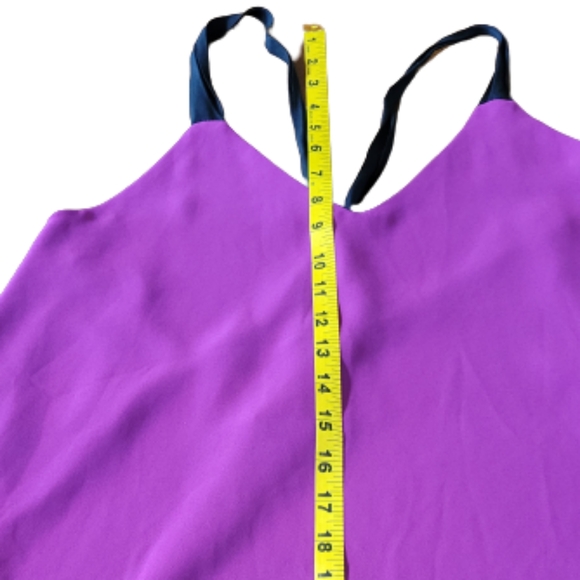 VENUS Top  Cross Back Straps Flowy Magenta and Black  Polyester  Women's Size 10 - Picture 7 of 8